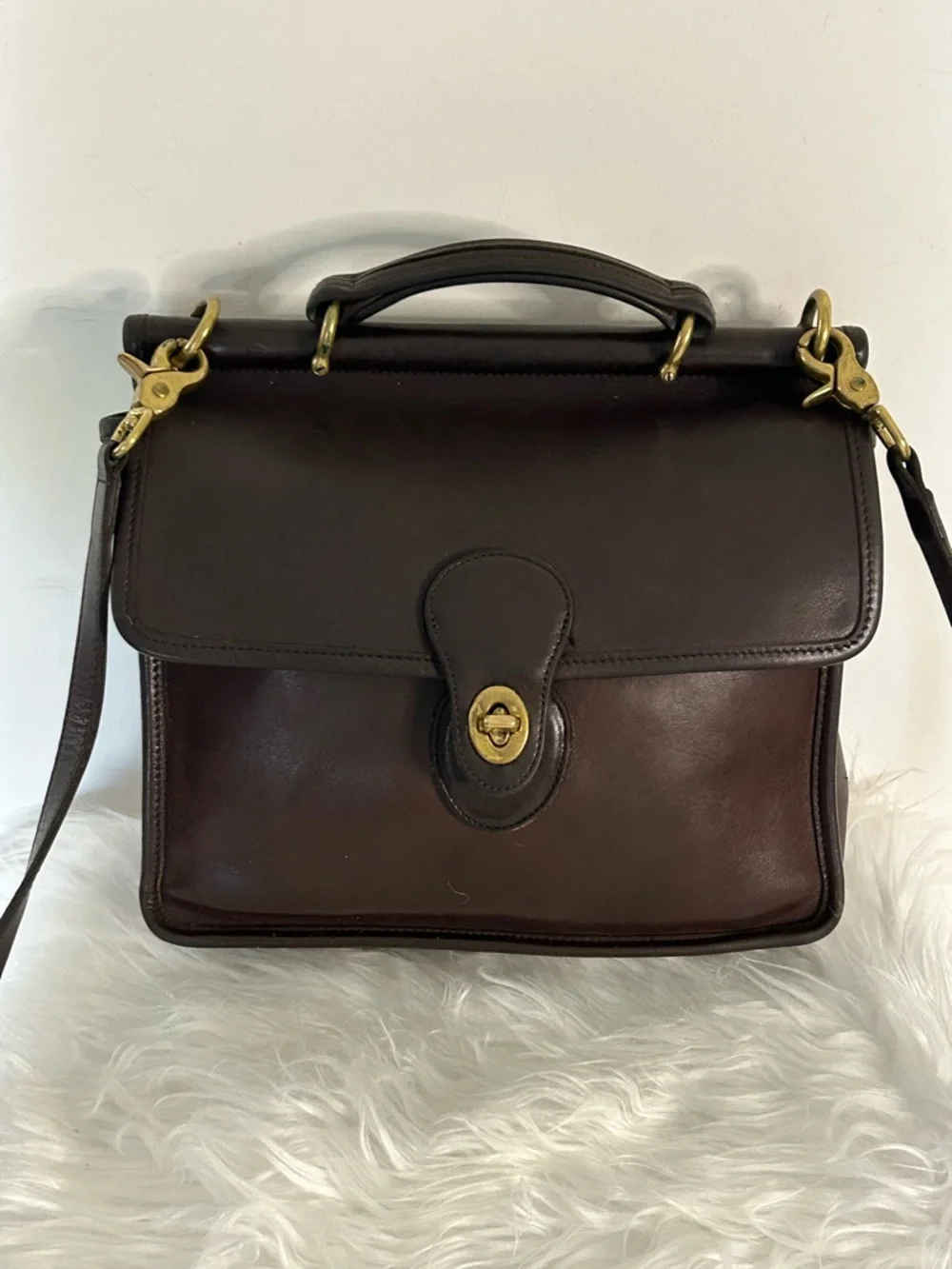 Vintage Coach NYC Station Bag Brown Glove Leather Crossbody Top Handle Rare USA - Picture 5 of 14